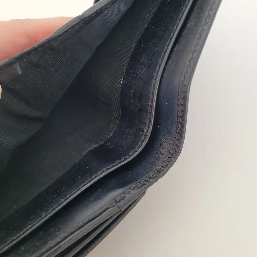 GUCCI G‎ Logo Leather Card Bil Wallet Medium 90s Bifold Black Vintage Tom Ford